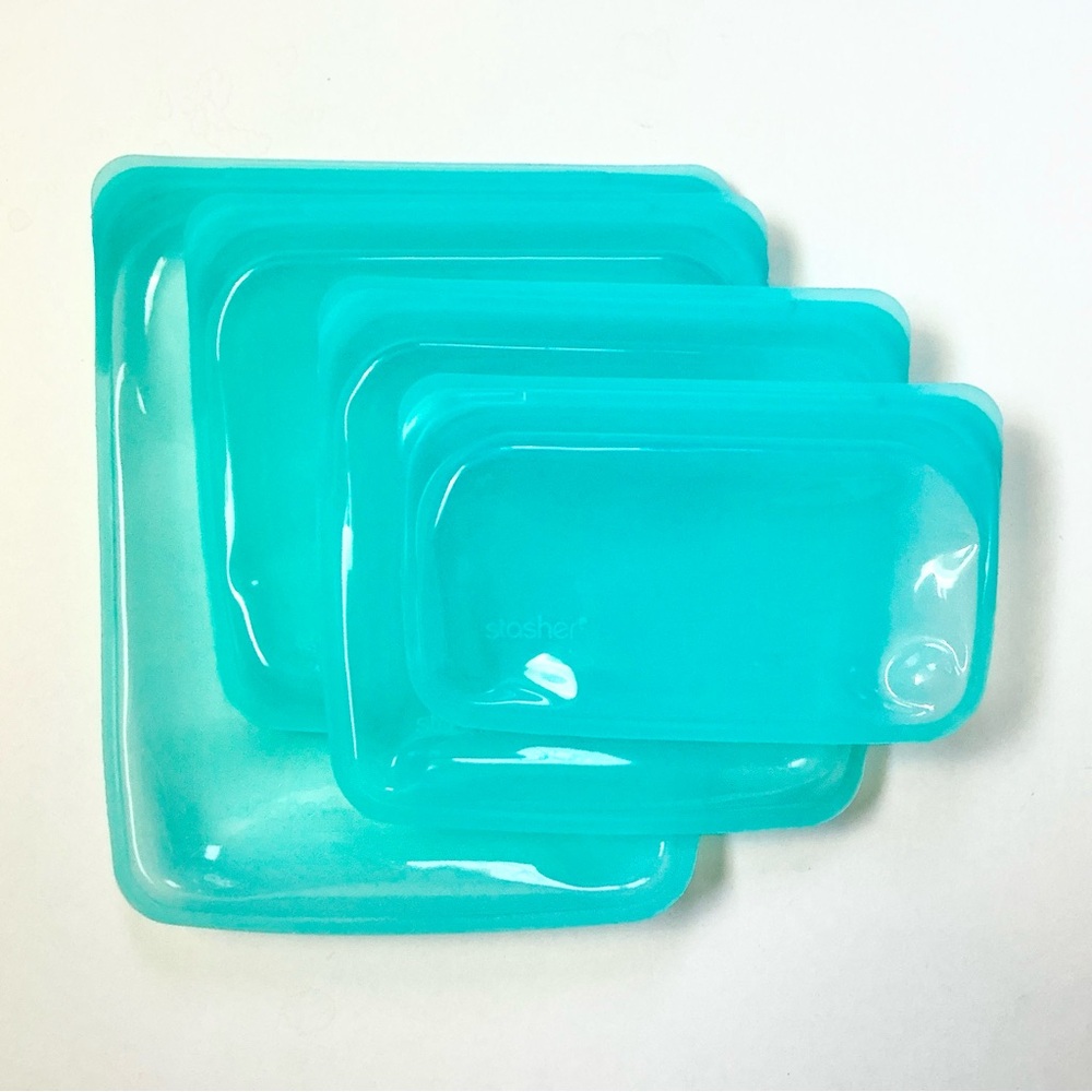 Stasher Silicone Reusable Storage Bags, 4-Pack, Reusable, in Aqua – NEW